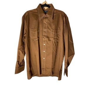 Vintage NWOT 1970s Wide Lapel Button Up w White Stitching